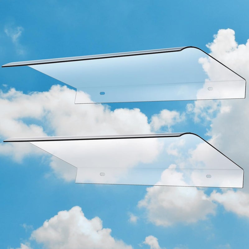 Pushglossy 2 Pcs 15.8 x 23.6 Inch Window Awning Invisible Rain Shelter Cover PET Front Door Canopy for Sun Snow Garden Outdoor Patio Protection - Image 1